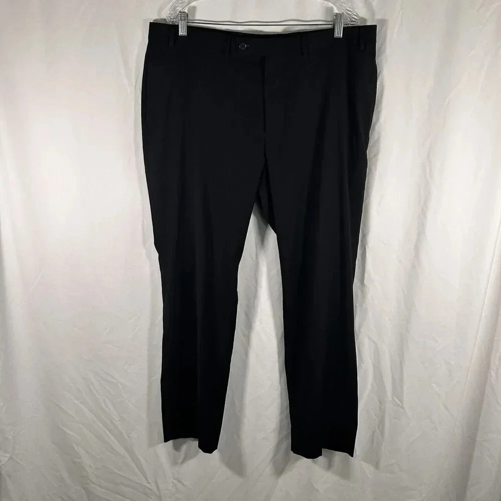 Calvin Klein Dress Pants Men's 40x30 Black Pleated Button Zip Work Office Pocket